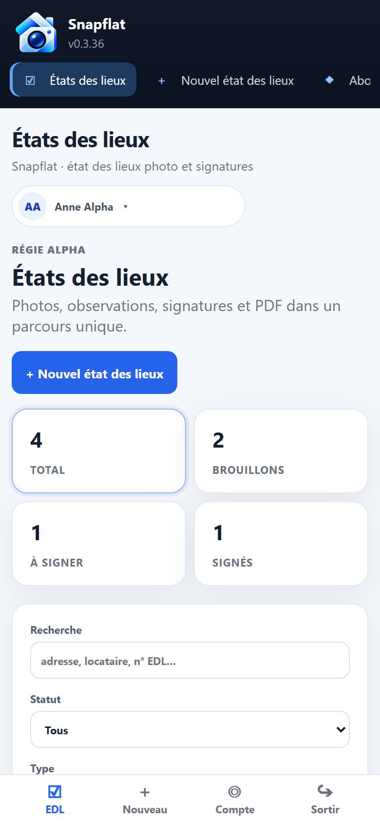 Liste des états des lieux